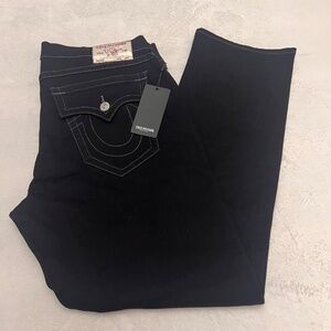 True Religion Men's Jean Size 36 Black Denim Ricky Relaxed Straight MSRP $159.00